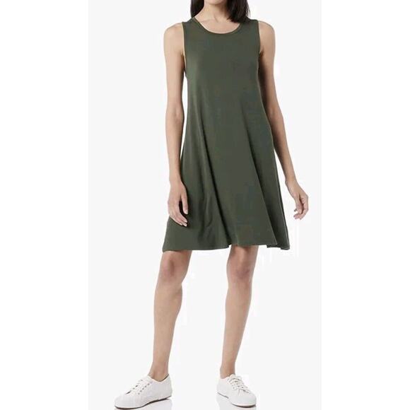 Amazon Essentials Women's Tank Swing Dress - Dark Olive Green - XS - Picture 4 of 8